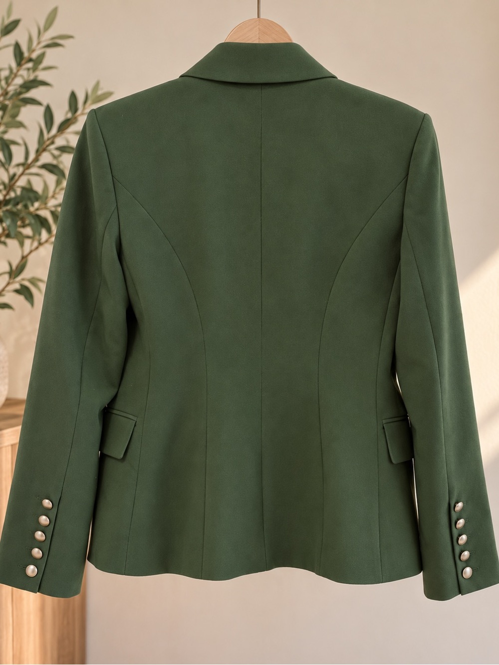 L’AGENCE Olive Green Double Breasted Gold Button Blazer Size 2 - Picture 4 of 4